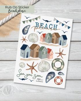 Rub on Sticker "beach please"