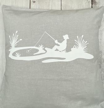 Kissenbezug - Angler am Teich