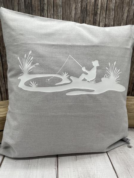 Kissenbezug - Angler am Teich